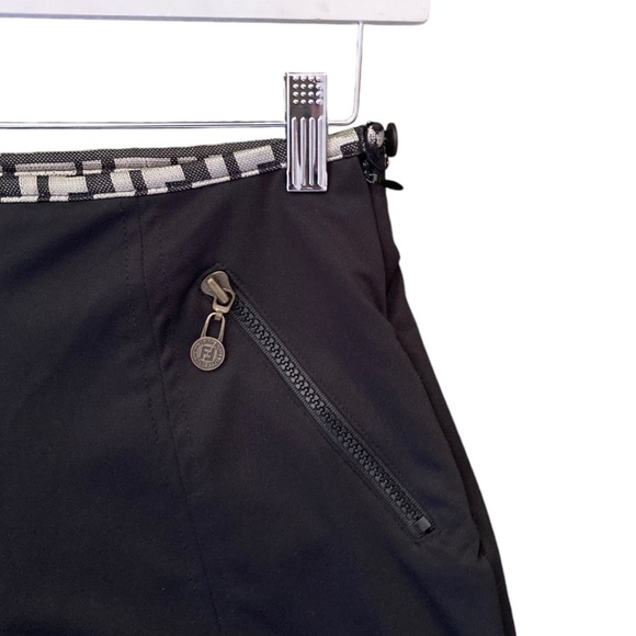 Fendi Roma Archive Tech Pants Black Made in Italy Y2K Minimalist F logo Waist - Picture 2 of 11